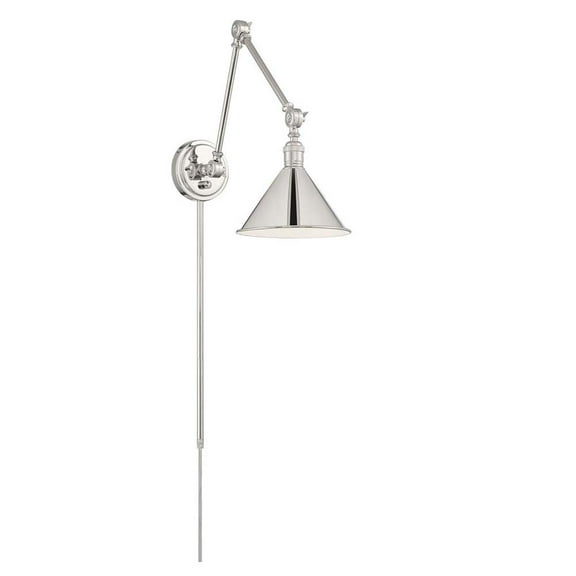 Nuvo Lighting Delancey Swing Arm Lamp Polished Nickel with Switch