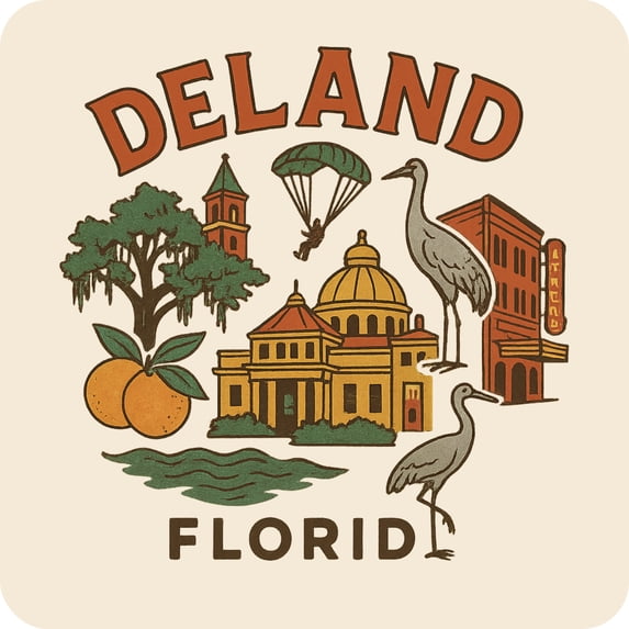 Deland Florida Keepsakes Souvenir Vinyl Sticker – Destination Travel Keepsake Collectible (3-Inches Wide)