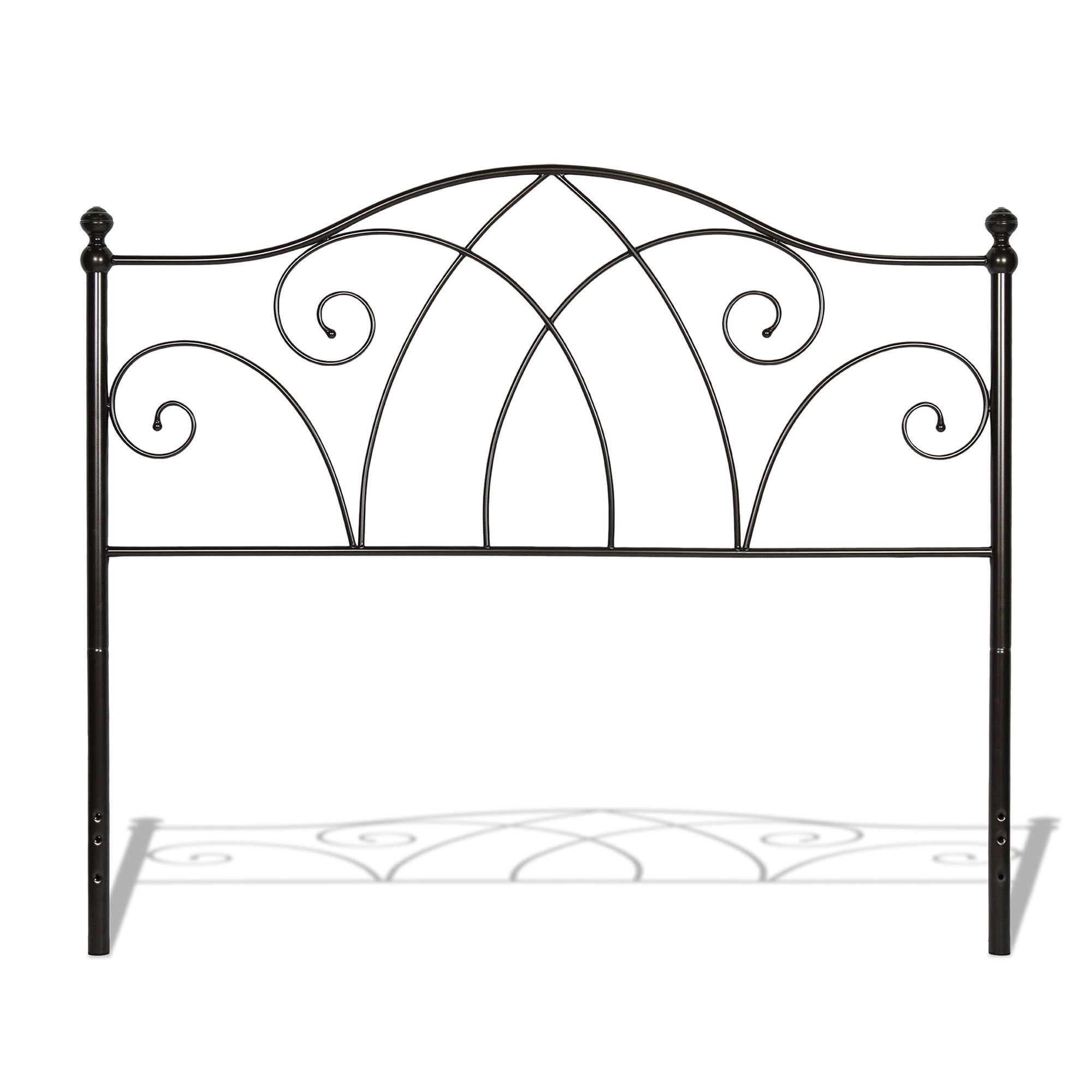 Deland Metal Headboard Panel with Arched Rails and Finial Posts, Brown ...