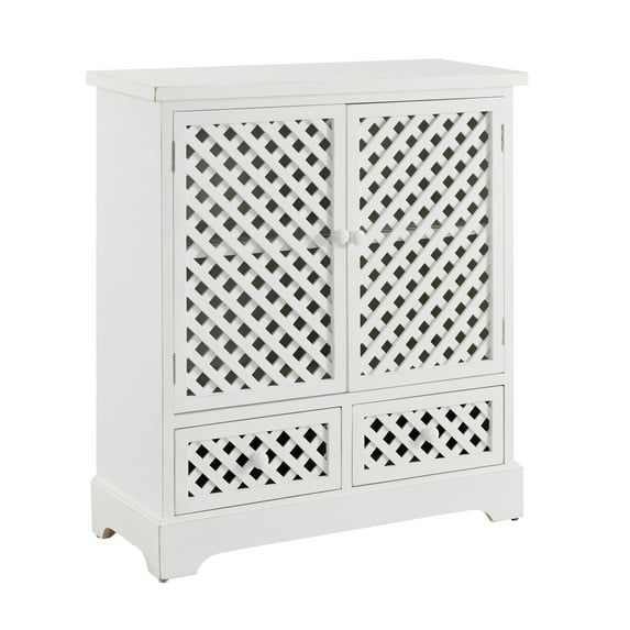 Delaney 2-Door 2-Drawer Cabinet, Distressed White