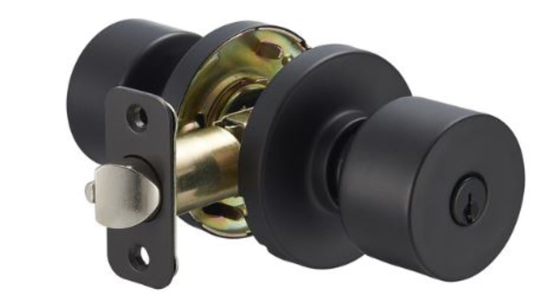 Delaney Brookhaven Entry Door Knob in Matte Black with Round Trim