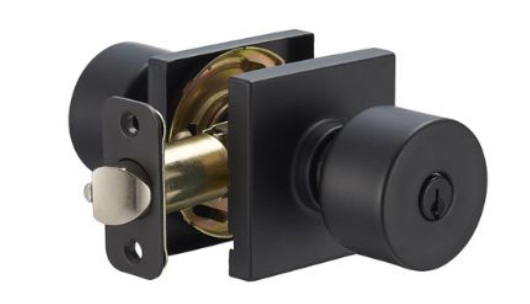 Delaney Brookhaven Entry Door Knob in Matte Black with Square Trim