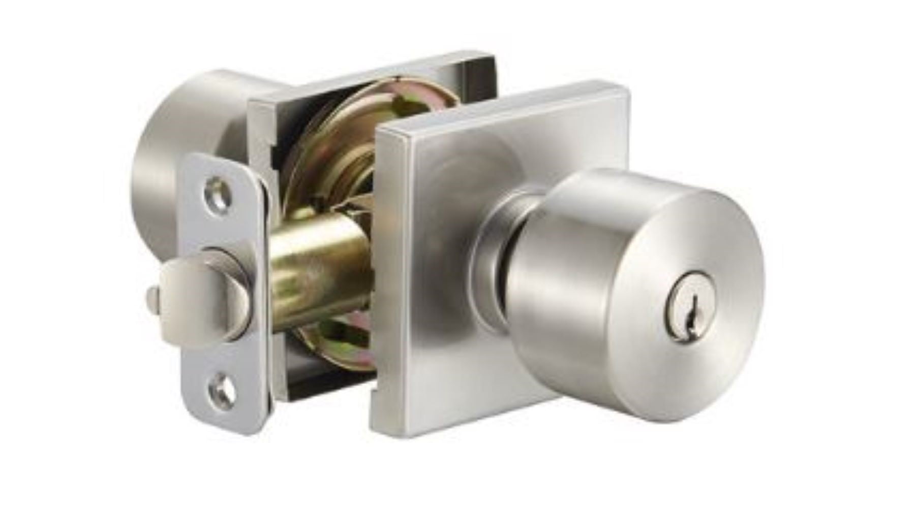 Delaney Brookhaven Entry Door Knob in Satin Nickel with Square Trim