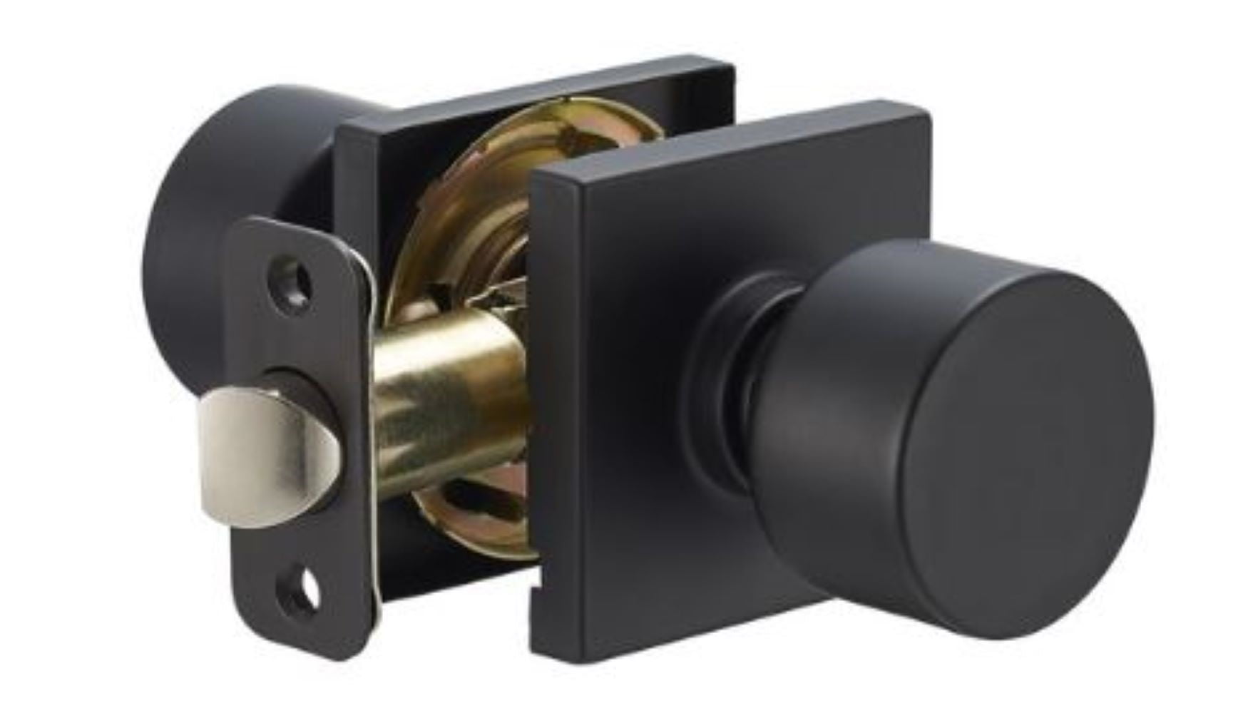 Delaney Brookhaven Passage Door Knob in Matte Black with Square Trim