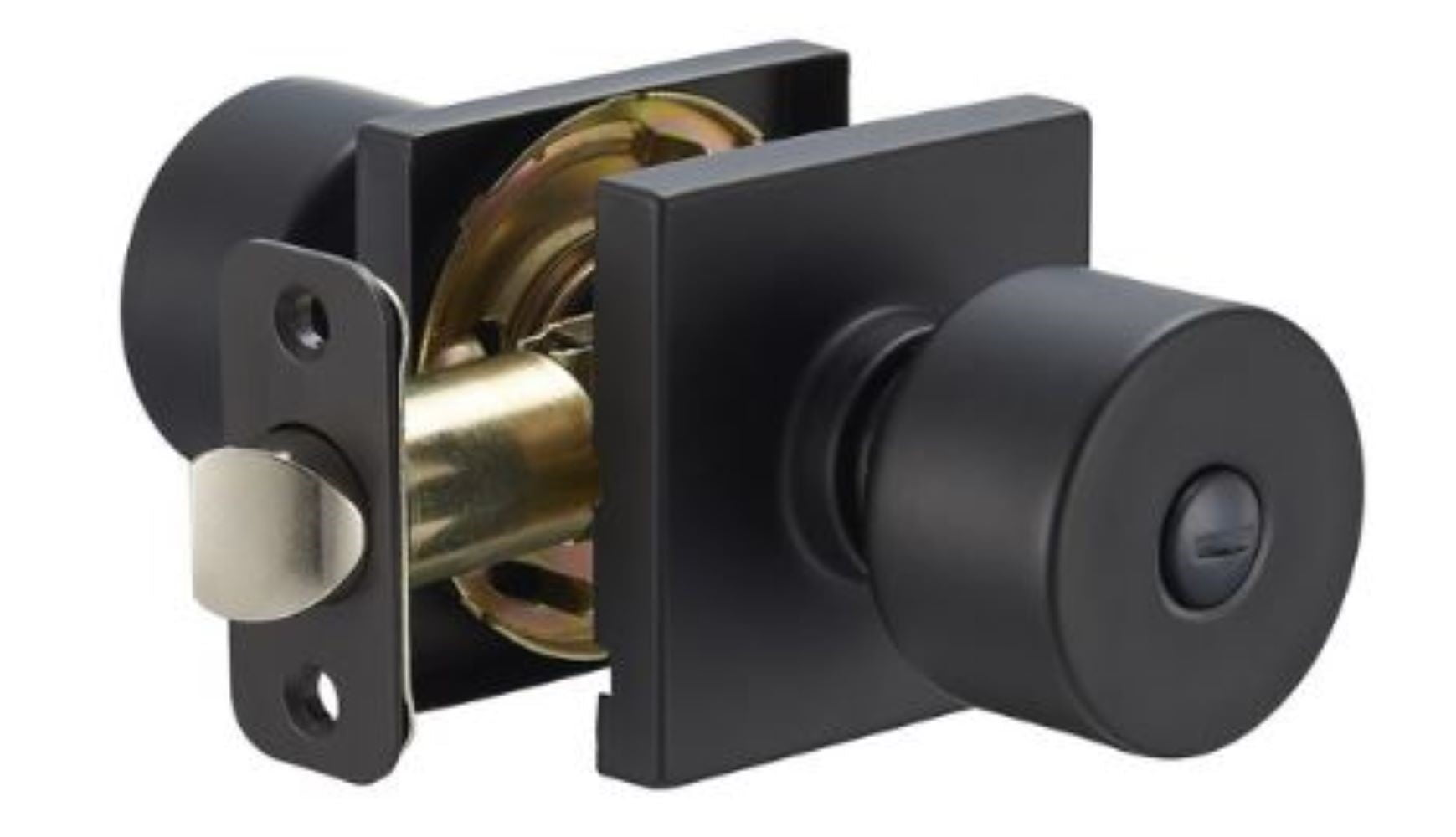 Delaney Brookhaven Privacy Door Knob in Matte Black with Square Trim