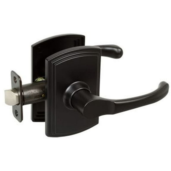 Delaney Hardware Artino Privacy Door Handle, Fits Door 1-3/8 to 1-3/4 in. Thick, Black  Reversible Left/Right-Handed Bed & Bathroom Push Button Door Lever  Easy to Install