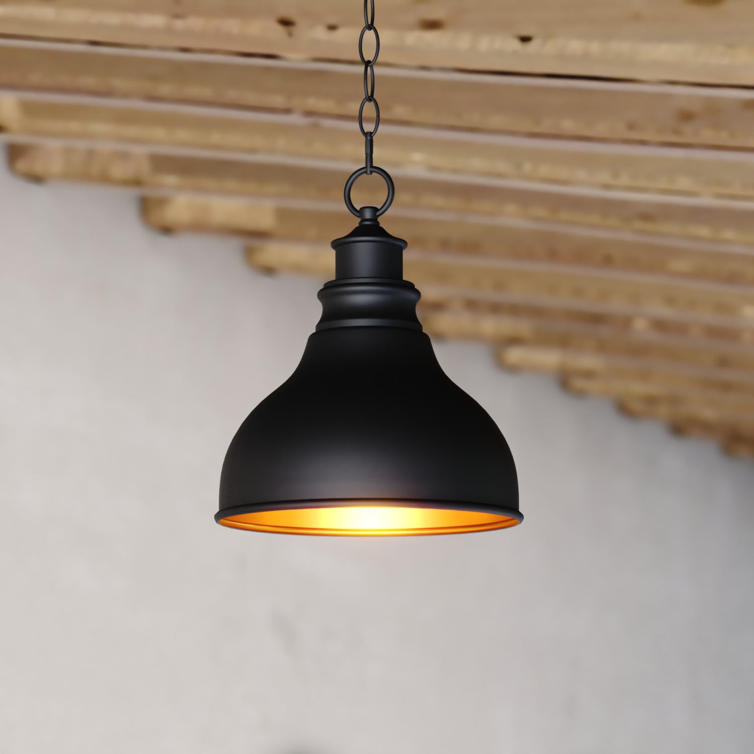 Oil Burnished Bronze Farmhouse Pendant Light with Gold Interior