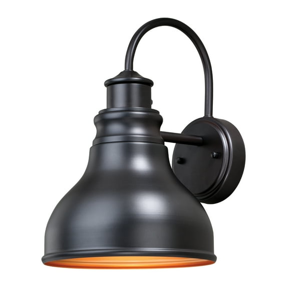 Delano 1 Light Dusk to Dawn Bronze Gold Farmhouse Barn Dome Outdoor Wall Lantern