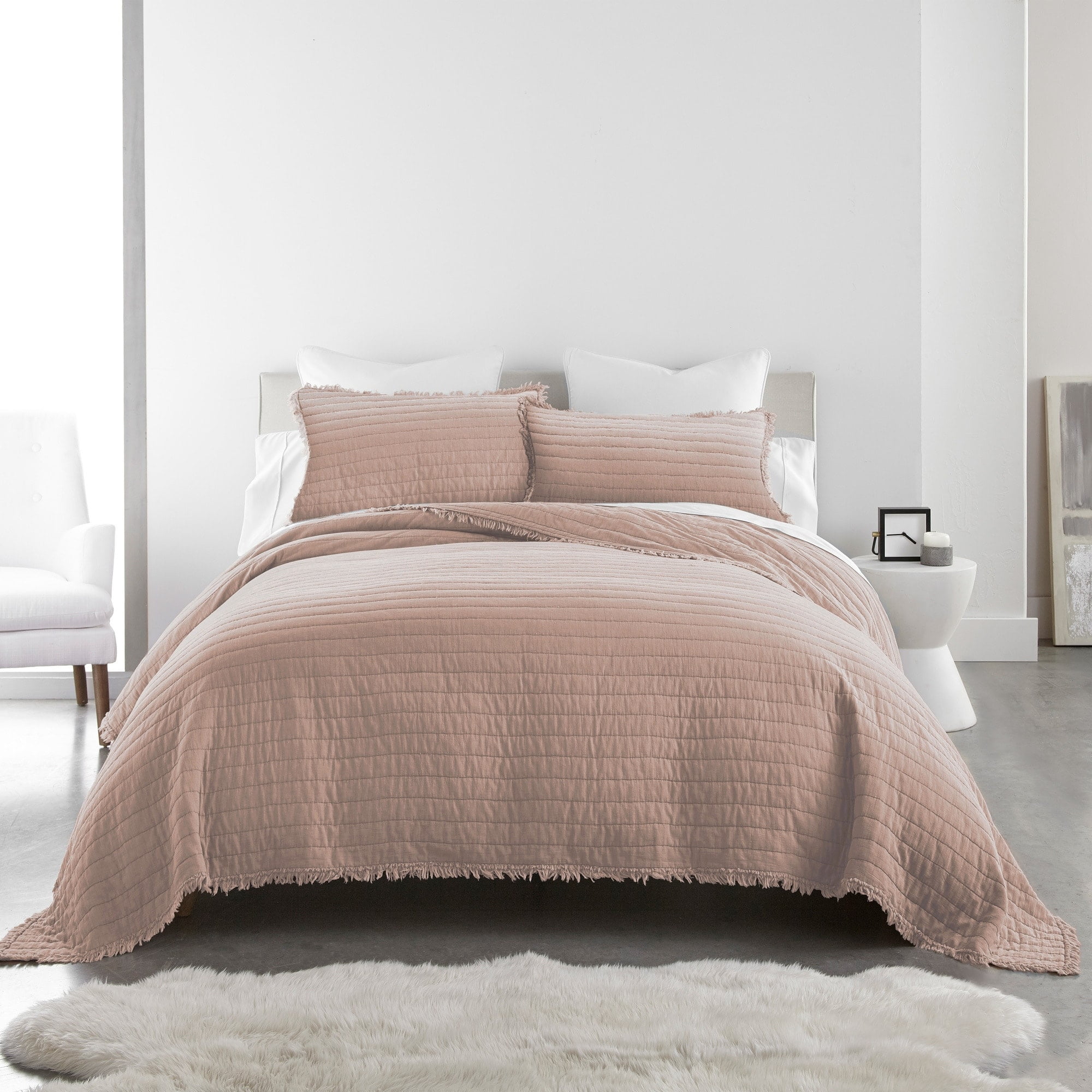 Delano Blush King Cotton Quilt Set with Shams