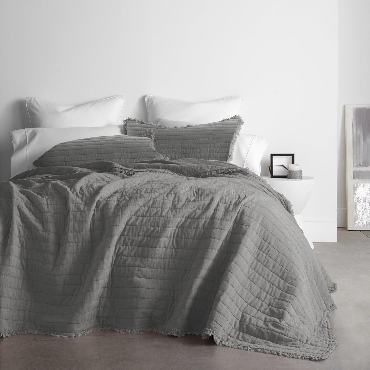 Delano King-Size Grey Cotton Reversible Quilt Set