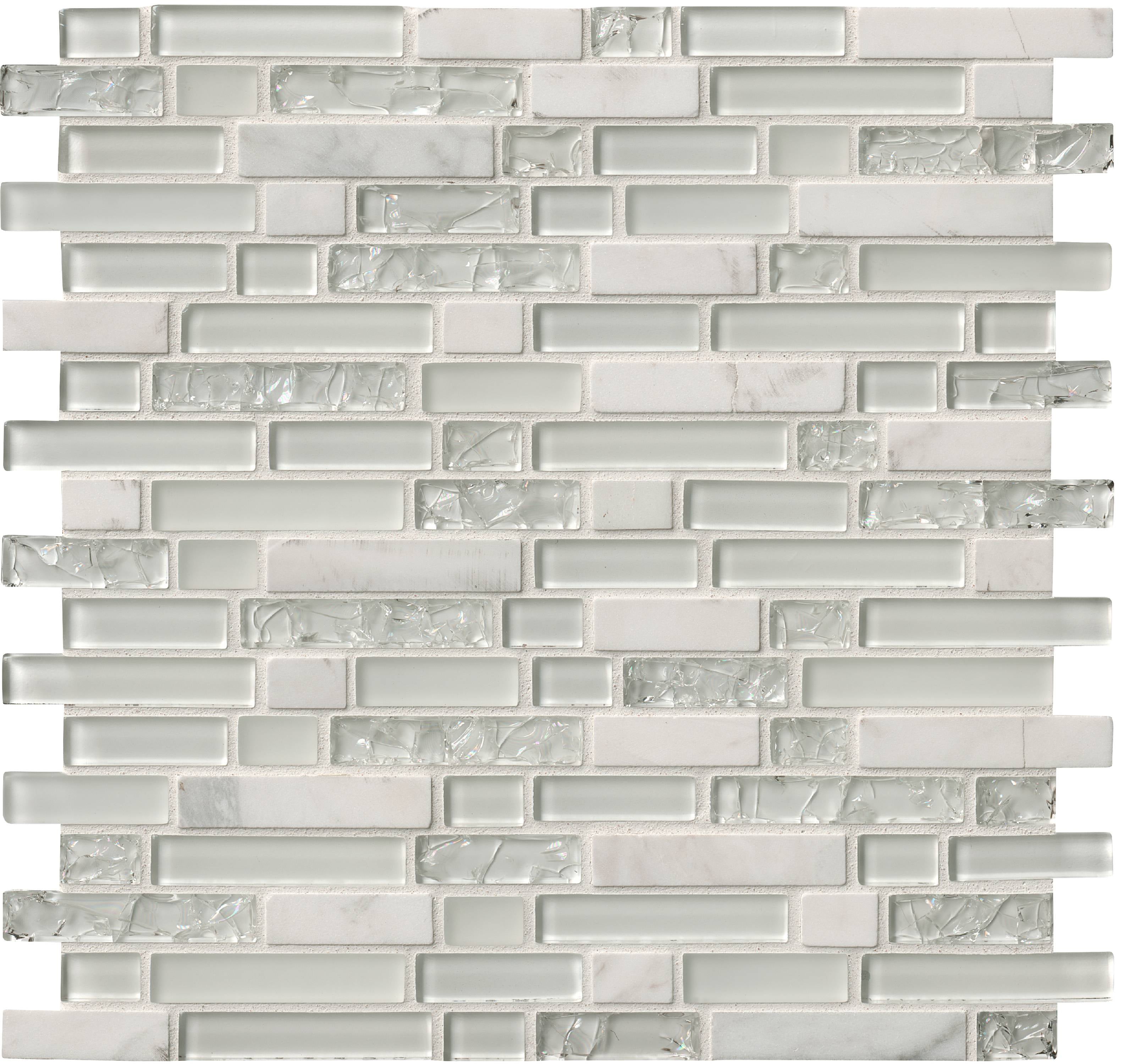 Delano Blanco 12 in. x 12 in. x 6 mm Glass Stone Mesh-Mounted Mosaic Tile (14.7 sq. ft. / case)