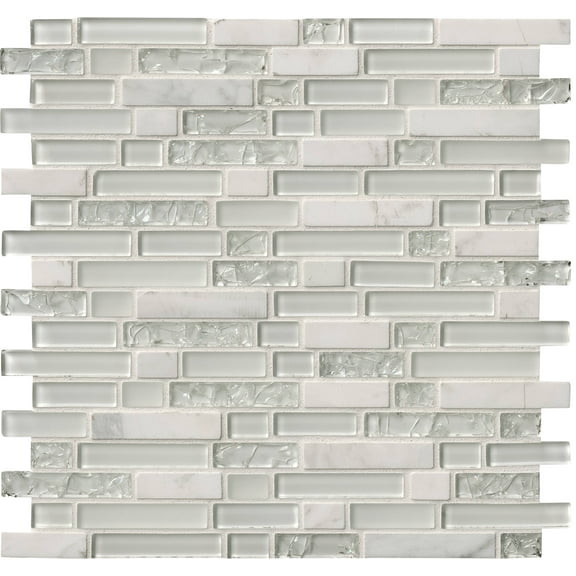 Delano Blanco 12 in. x 12 in. x 6 mm Glass Stone Mesh-Mounted Mosaic Tile (14.7 sq. ft. / case)