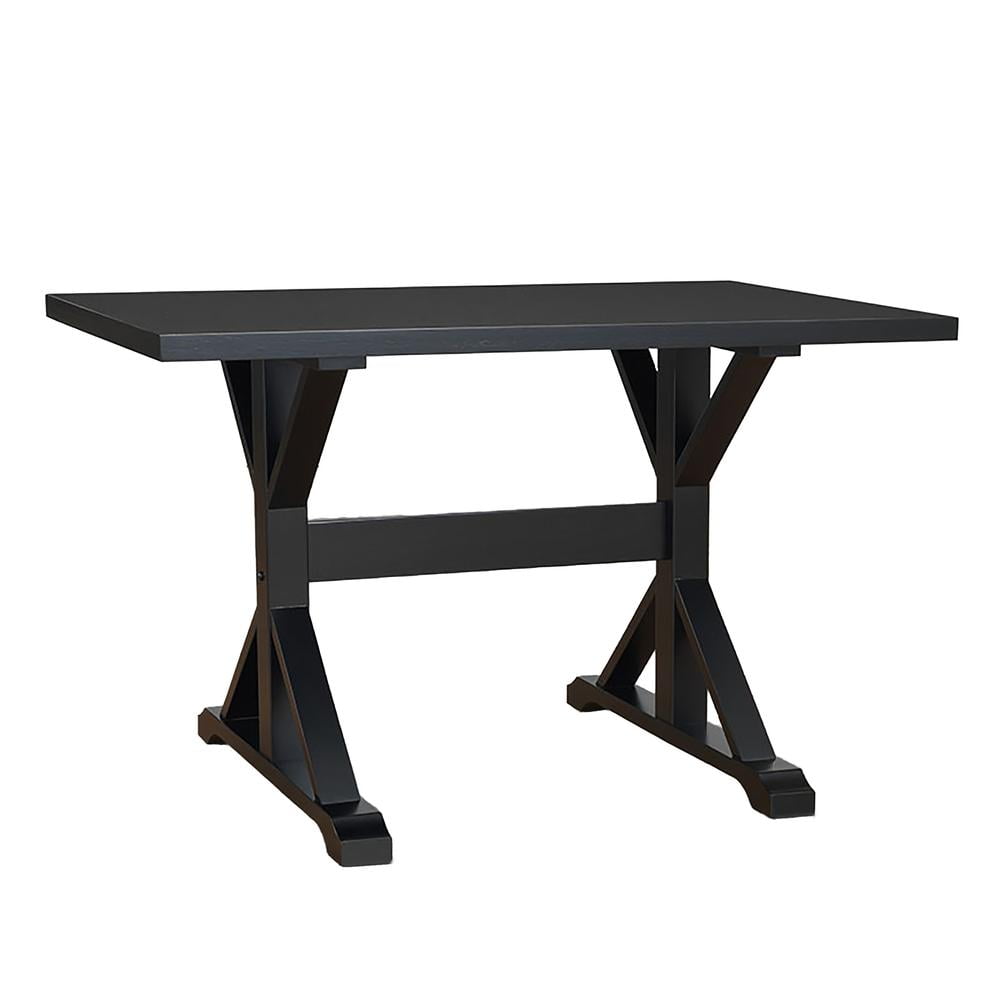 Antique Black Wood Rectangular Trestle Writing Desk