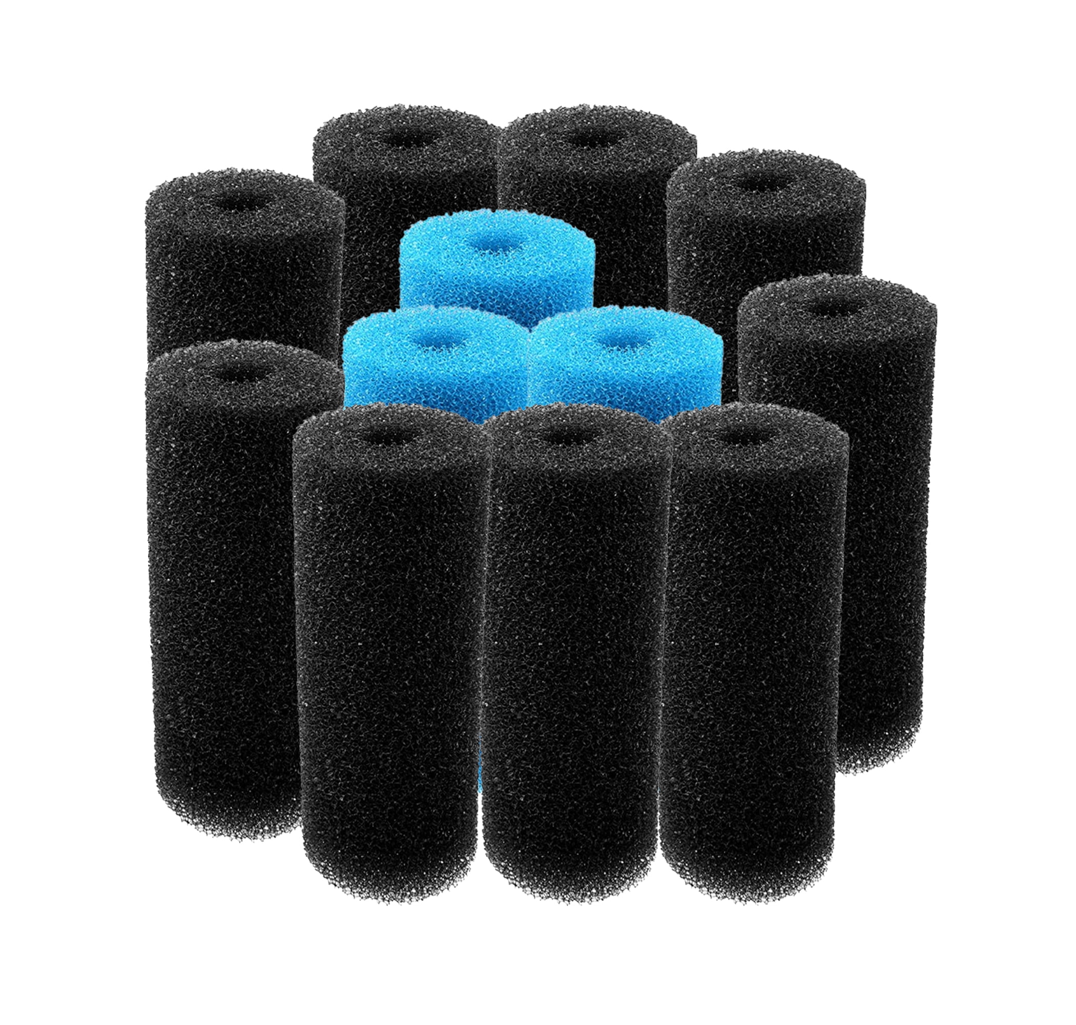 Delapan 5.9 inch Pre-Filter Blue Black Foam Replacement Sponge Filtration Kit for Aquarium Fish Tank, 12 Pack