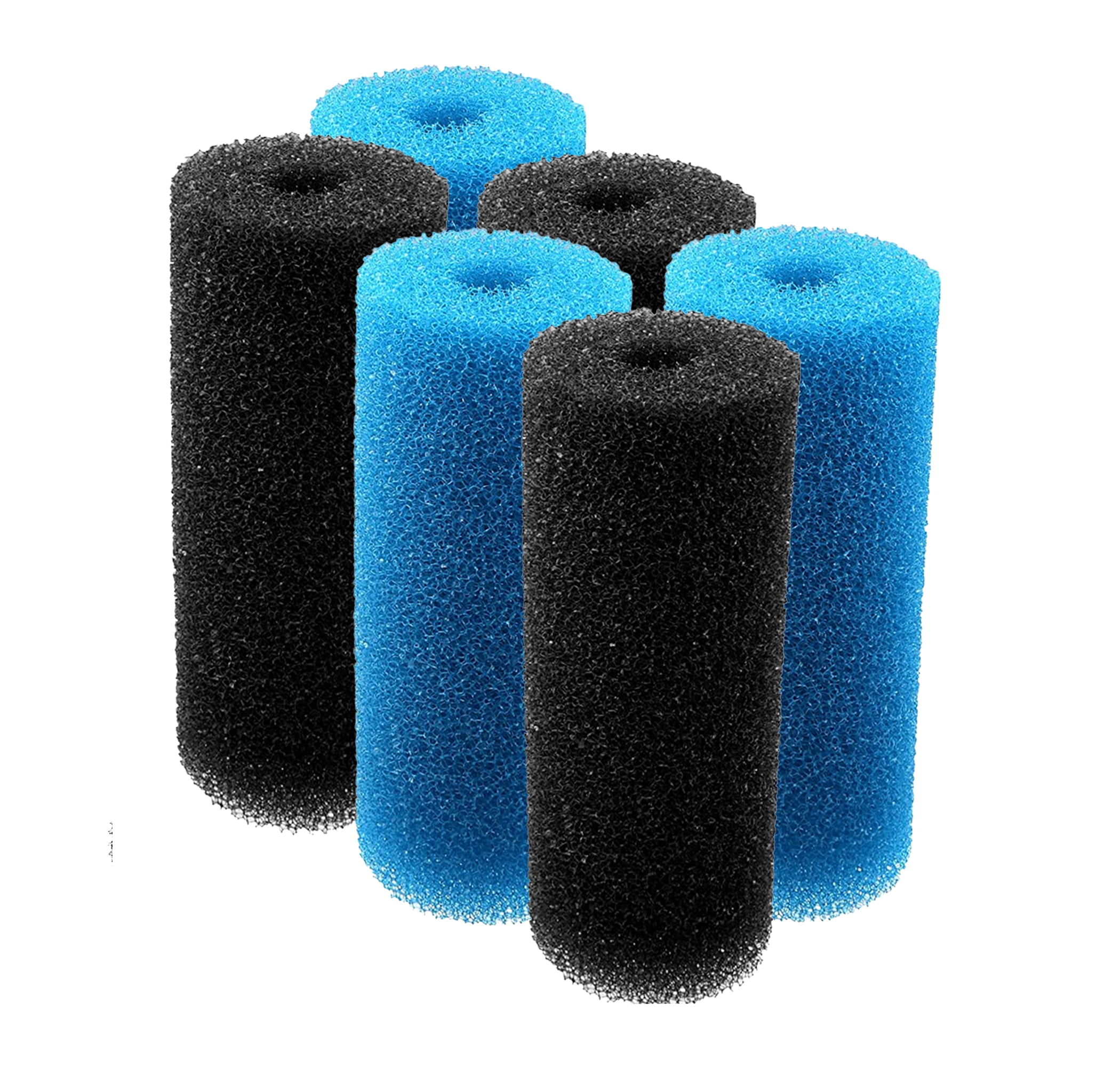 Delapan 5.9 inch Pre-Filter Blue Black Foam Replacement Sponge Filtration Kit for Aquarium Fish Tank, 6 Pack