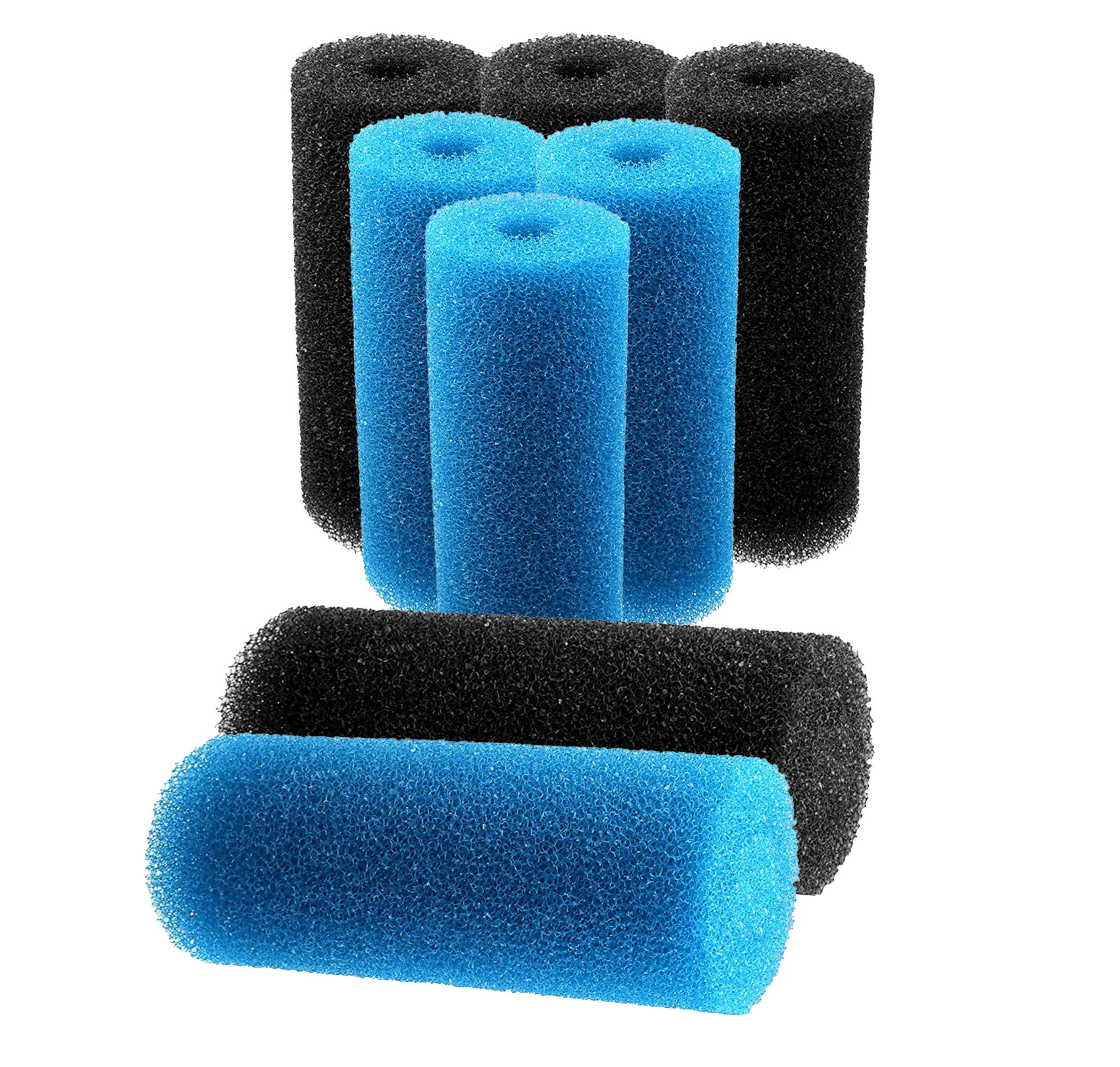 Delapan 5.9 inch Pre-Filter Blue Black Foam Replacement Sponge Filtration Kit for Aquarium Fish Tank, 8 Pack
