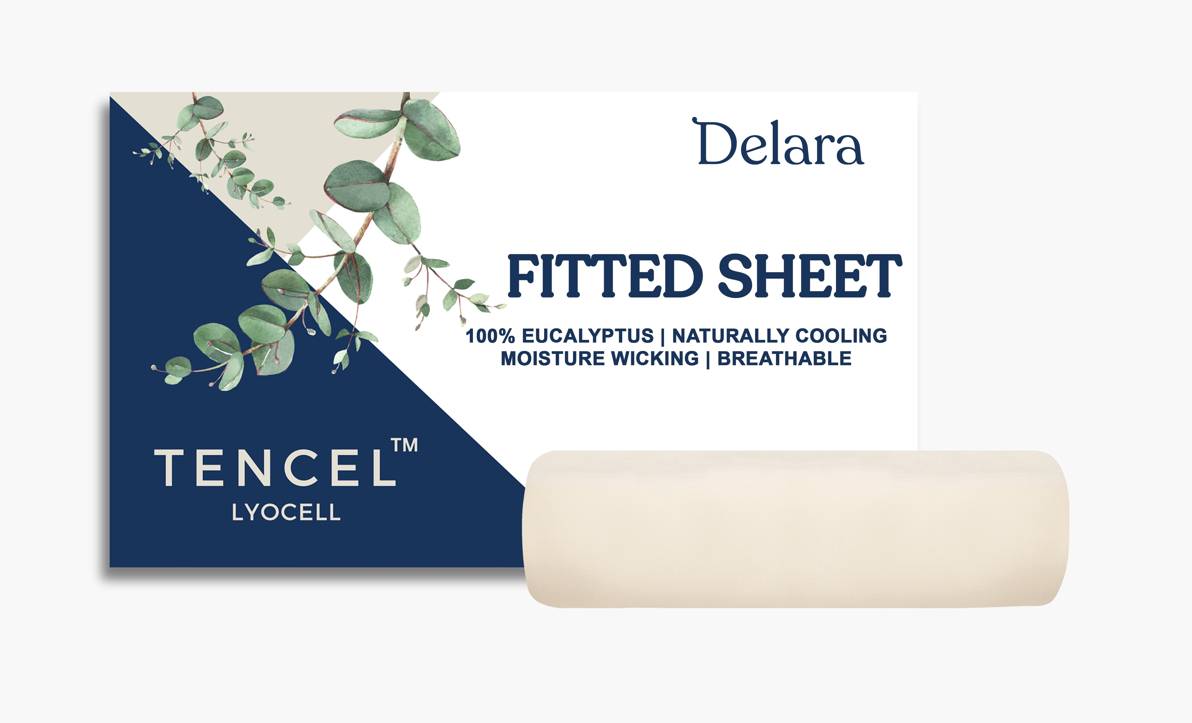 Delara 100% Eucalyptus TENCEL Lyocell King Fitted Sheet 78"x80", 17" Deep Pocket, Cooling, Silky Soft, Moisture-Wicking, Fog