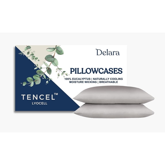 Delara TENCEL™ Lyocell King Pillowcases, 21" x 36", Pack of 2, Cooling, Moisture-Wicking, Breathable, Dove
