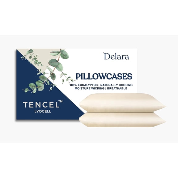 Delara TENCEL™ Lyocell King Pillowcases, 21" x 36", Pack of 2, Cooling, Moisture-Wicking, Breathable, Fog