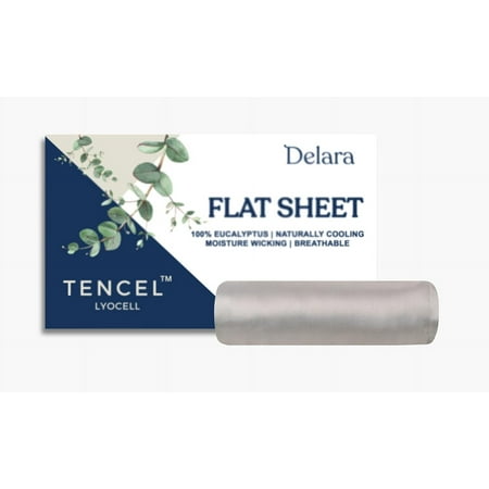 Delara 100% Eucalyptus Lyocell Tencel Twin Flat Sheet 74"x105" – Cooling, Silky, Soft, Breathable, Moisture-Wicking, Dove
