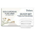 thumbnail image 1 of Delara 100% European Flax Linen Duvet Cover Set, Twin, 2-Piece with 1 Standard Sham, Ultra Soft, Breathable, 8 Internal Ties, White, 1 of 7