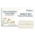 thumbnail image 1 of Delara 100% European Flax Linen Sheet Set, California King, 4-Piece, 345 Thread Count, Ultra Soft, Breathable, Deep Pocket, Ivory, 1 of 7
