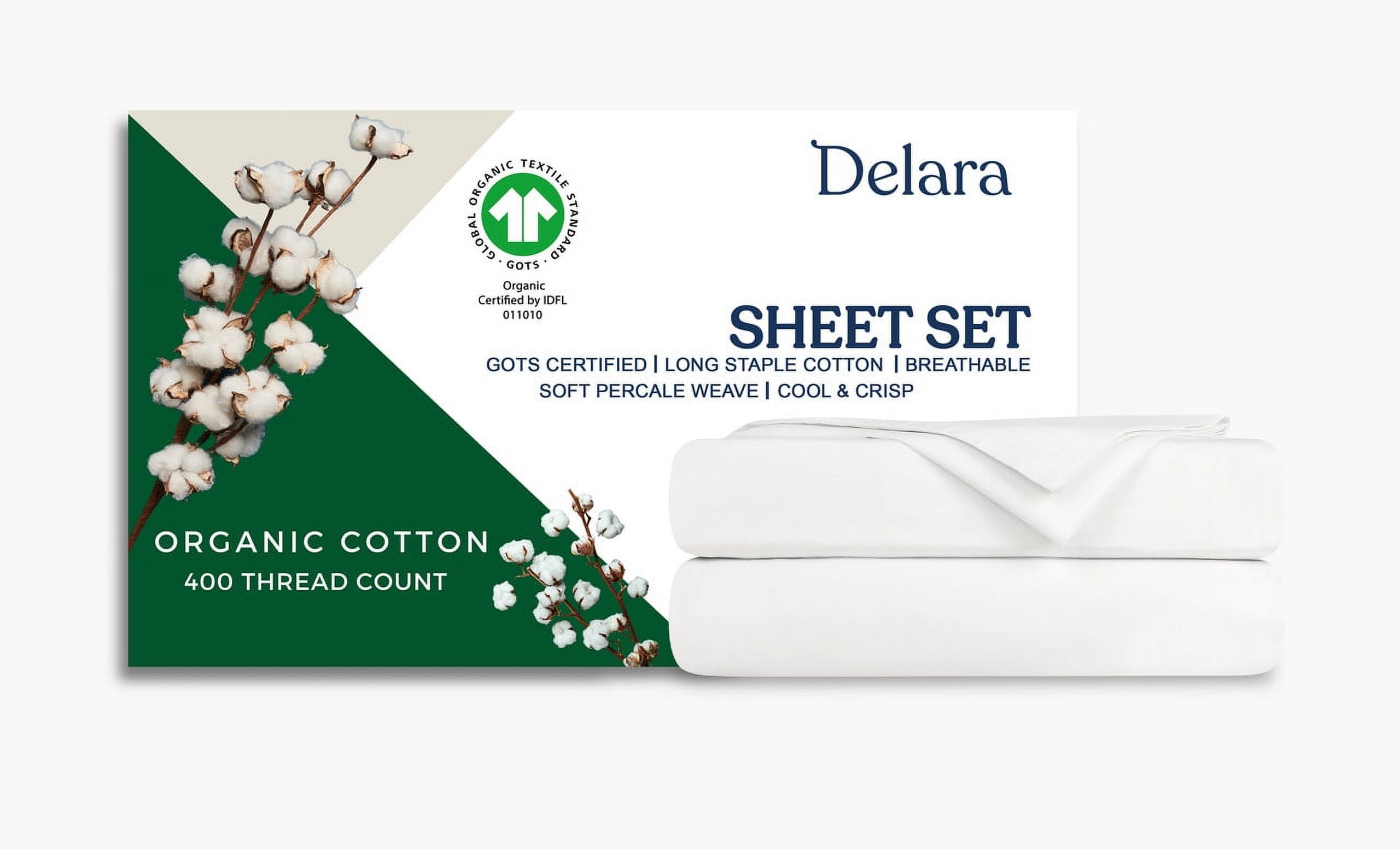 Twin White Organic Cotton Percale Sheet Set