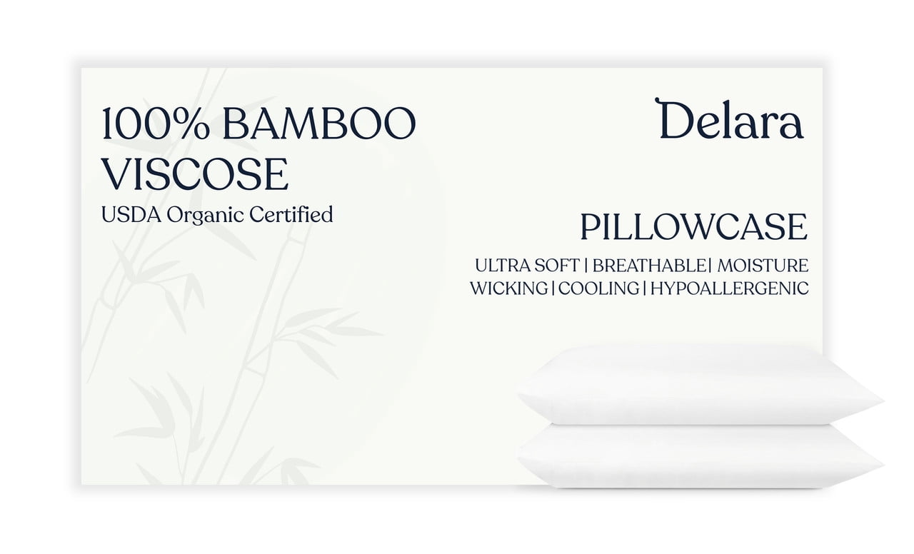 Delara 100% Viscose Derived from Bamboo Pillowcases 21" x 32" Cooling & Breathable Pillowcase Set
