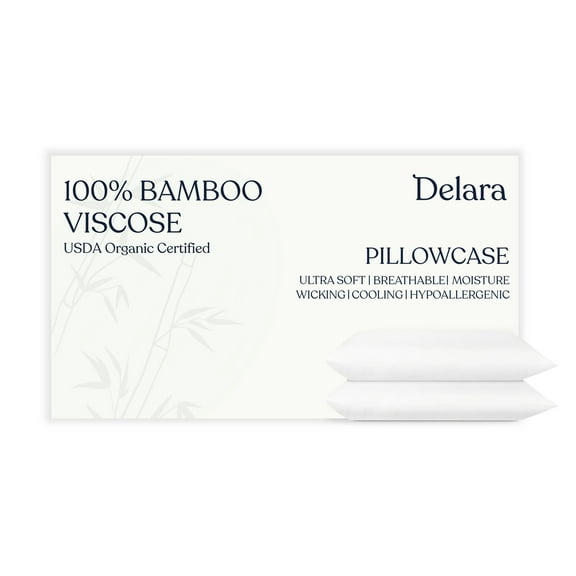 Delara 100% Viscose Derived from Bamboo Pillowcases 21" x 32" Cooling & Breathable Pillowcase Set