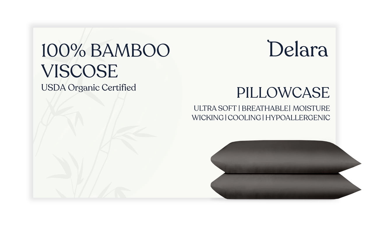 Delara 100% Viscose Derived from Bamboo Pillowcases 21"x36" Cooling & Breathable Pillowcase Set