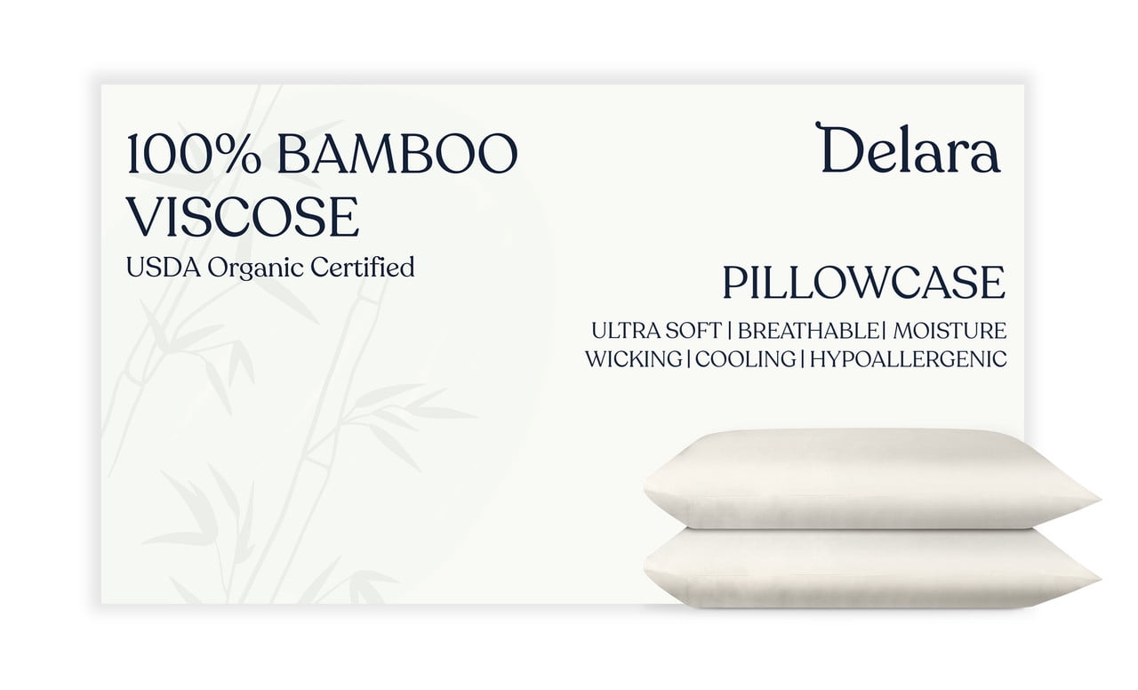 Delara 100% Viscose Derived from Bamboo Pillowcases 21" x 36" Cooling & Breathable Pillowcase Set