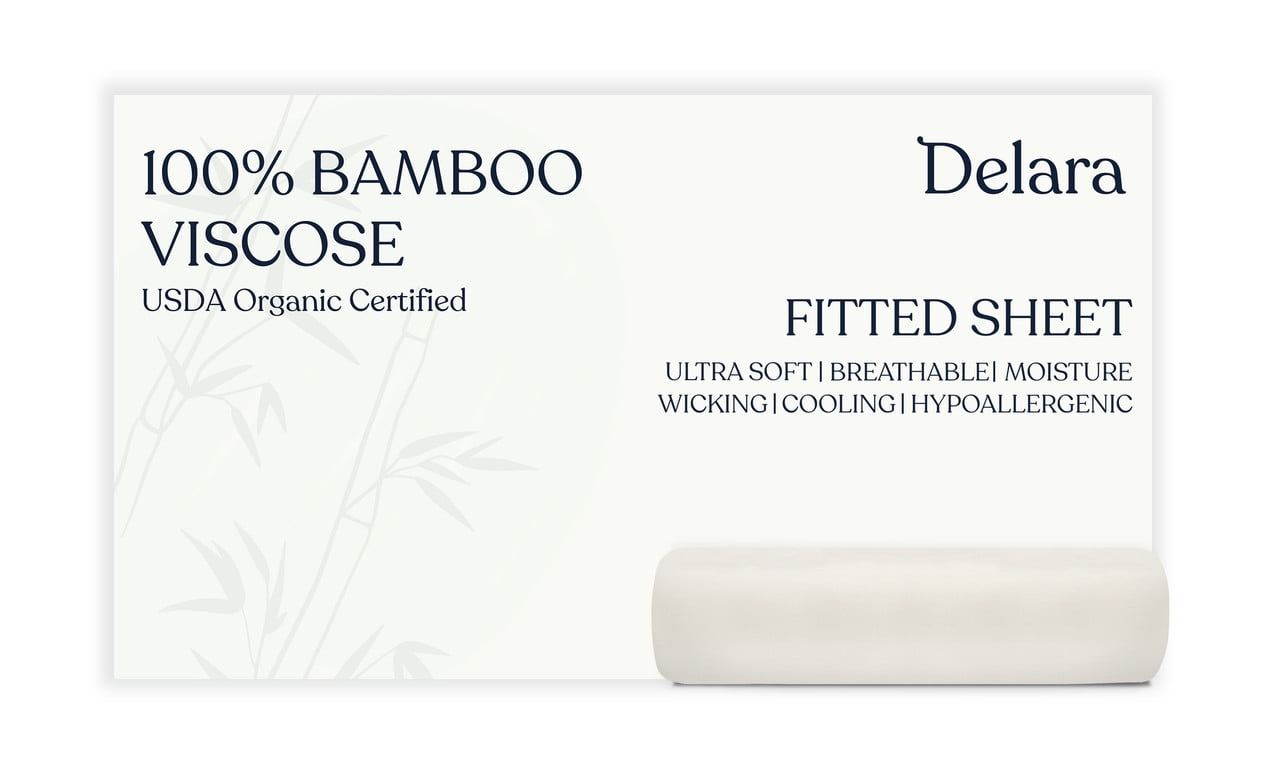 Delara 100% Viscose Derived from Bamboo Fitted Sheet 39"x75" - Deep Pocket, Ultra-Soft Cooling Bed Sheet, Secure Fit for Mattresses Up to 18”