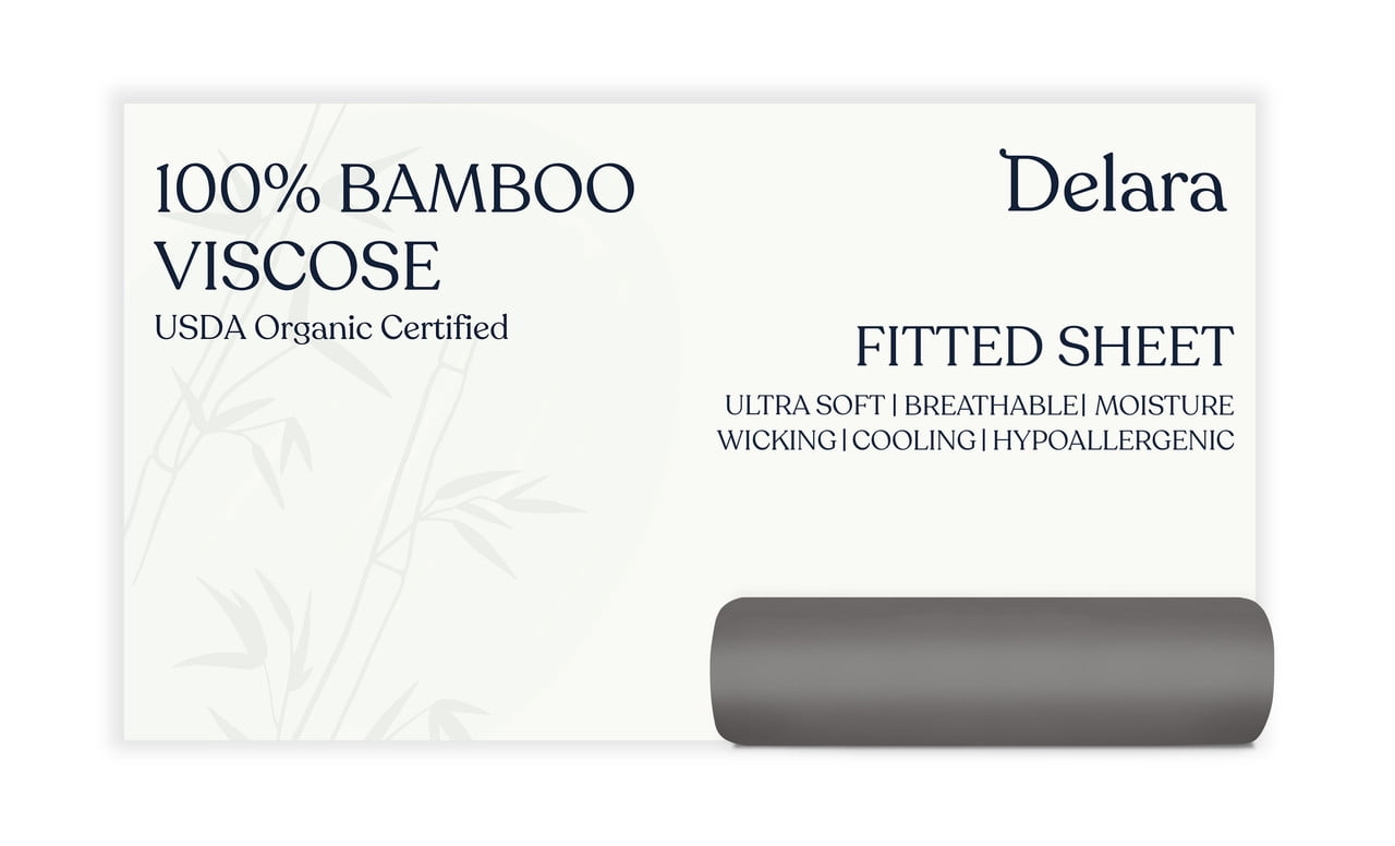 Delara 100% Viscose Derived from Bamboo Fitted Sheet 54"x75" - Deep Pocket, Ultra-Soft Cooling Bed Sheet, Secure Fit for Mattresses Up to 18”