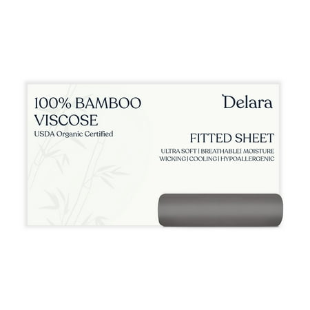Delara 100% Viscose Derived from Bamboo Fitted Sheet 39"x75" - Deep Pocket, Ultra-Soft Cooling Bed Sheet, Secure Fit for Mattresses Up to 18”