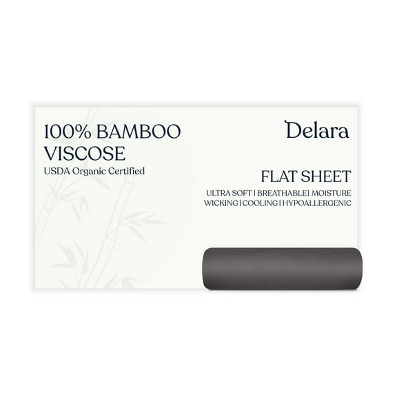 Delara 100% Viscose Derived from Bamboo Flat Sheet 74x105 - Ultra-Soft, Cooling, and Moisture-Wicking, Luxury Flat Bed Sheets for Hot Sleepers
