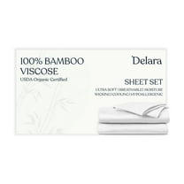 Delara Breathable & Cooling Technology, Viscose from Bamboo Sheet Set - Twin Size, Deep Pocket Bed Sheets - White