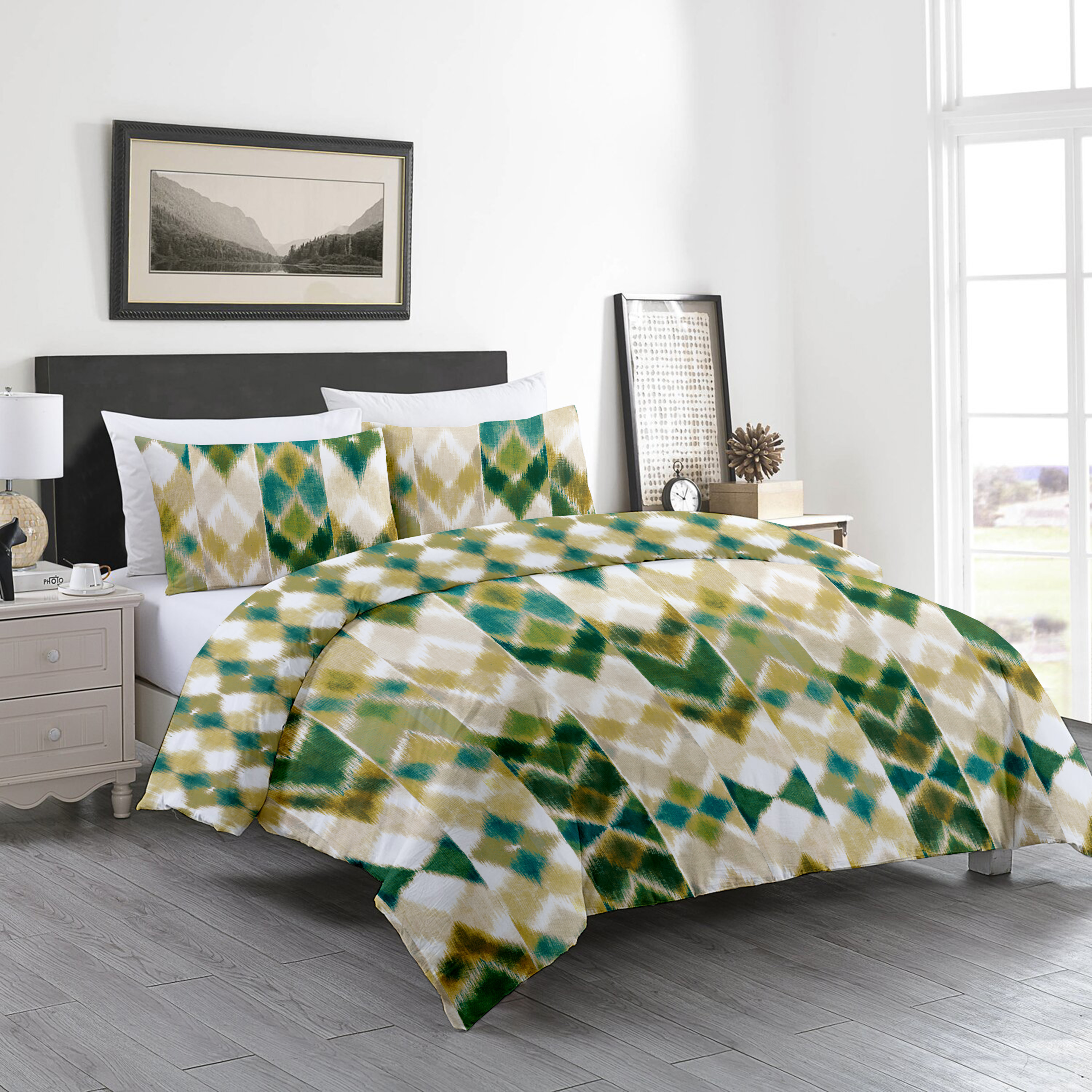 Delara Organic Cotton Duvet Sets 300 Thread Count, 3 Piece Duvet Cover with 2 Shams, Queen