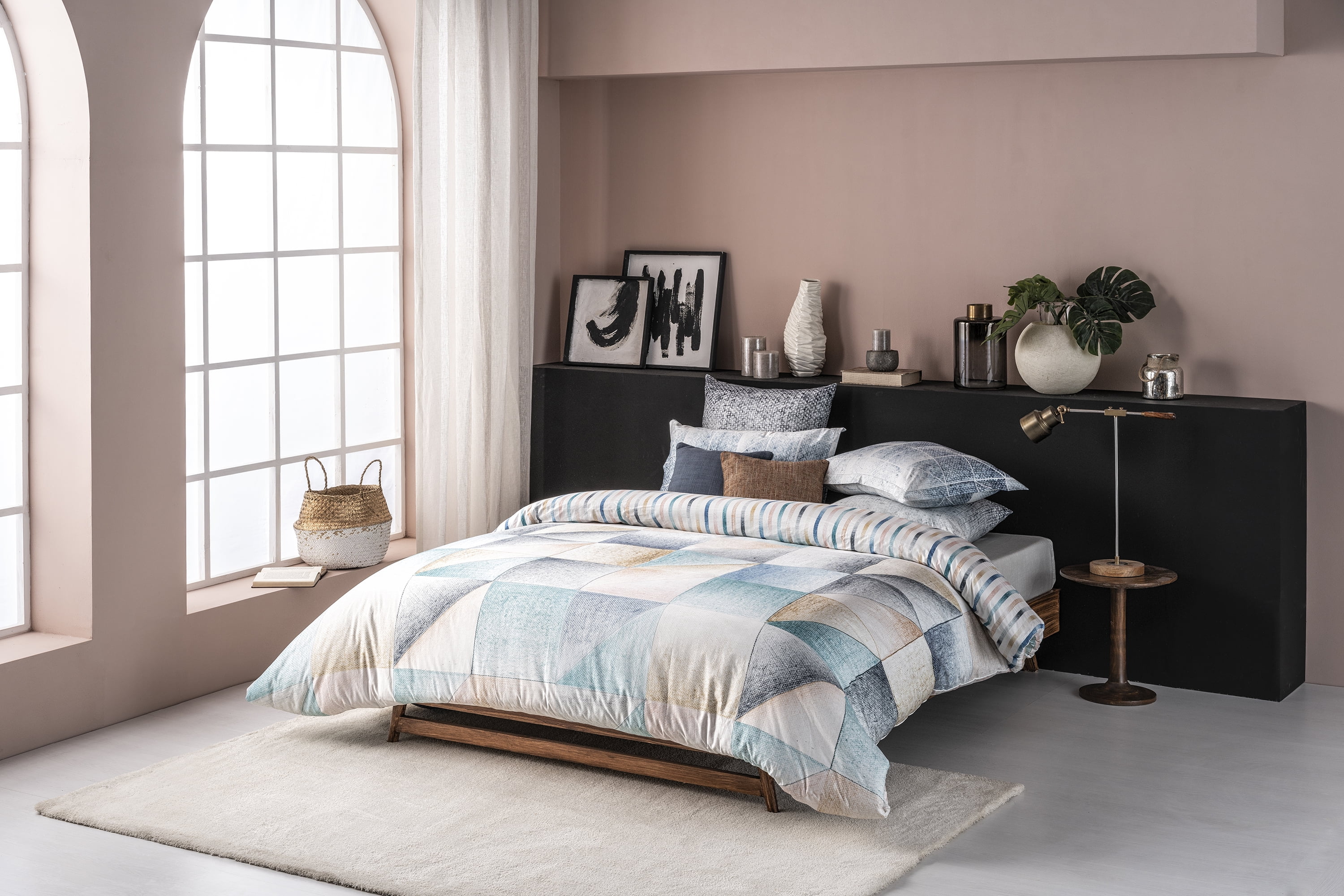 King Size Multicolor Organic Cotton Geometric Duvet Set