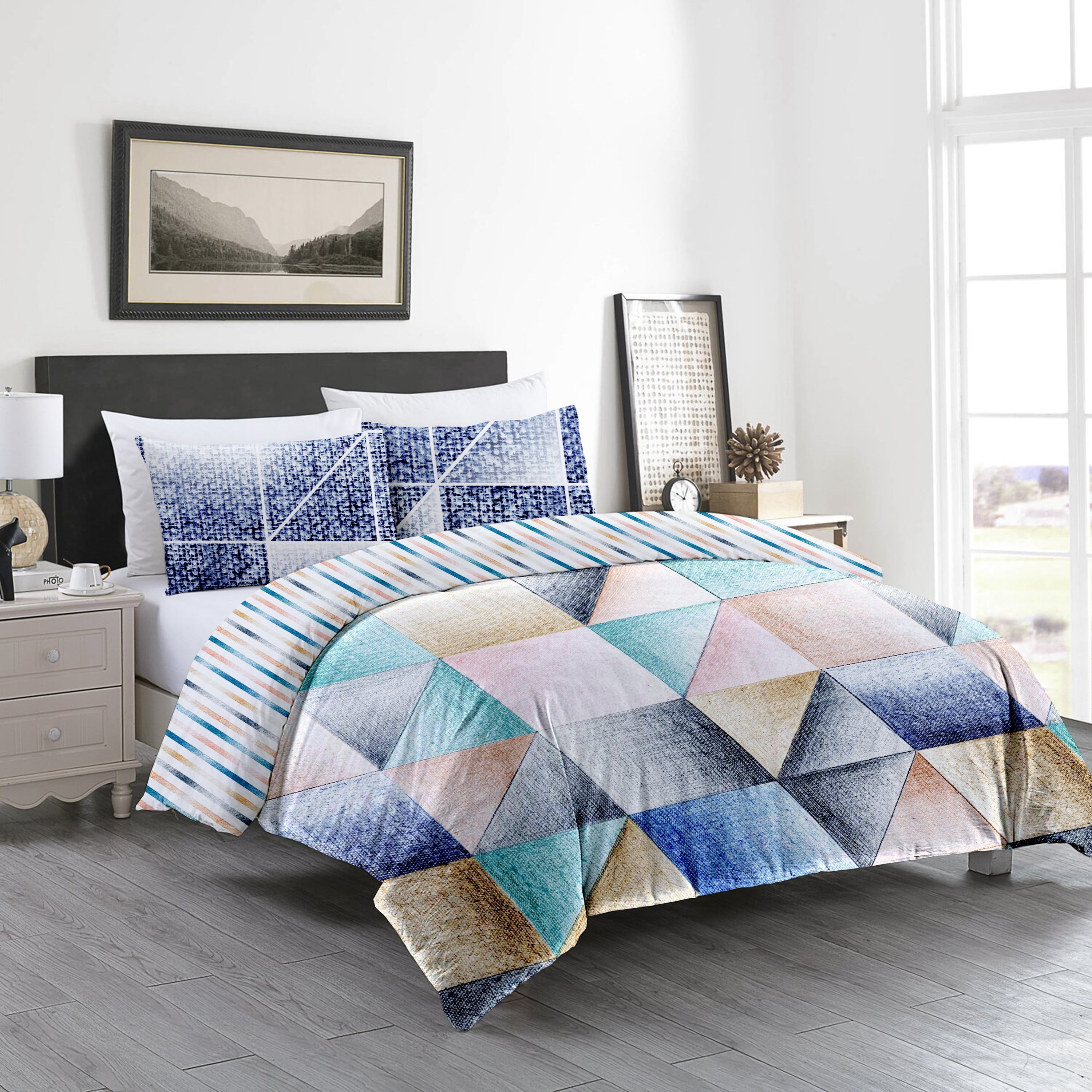 Delara Organic Cotton Duvet Sets 300 Thread Count, 3 Piece Duvet Cover with 2 Shams, Queen