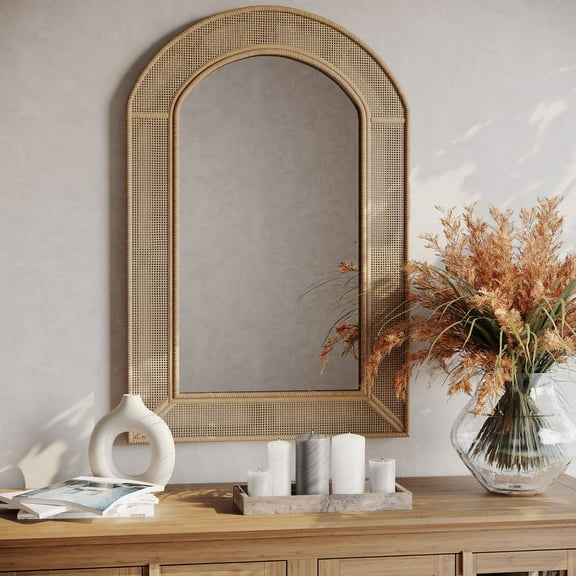 Delara Boho Arch Rattan Wall Mirror