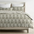 thumbnail image 1 of Delara GOTS Certified 100% Organic Cotton Shaded Check Reversible Print Duvet Cover and Sham Set of 2, King 108 "X92", White/Brown, 1 of 6