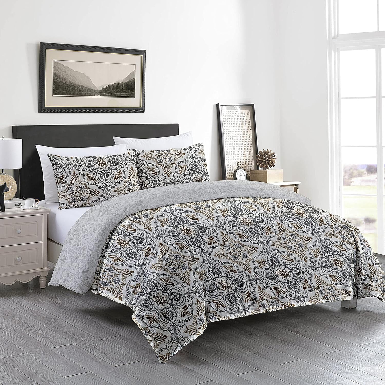 Delara Organic Cotton Duvet Sets 300 Thread Count, 3 Piece Duvet Cover with 2 Shams, King