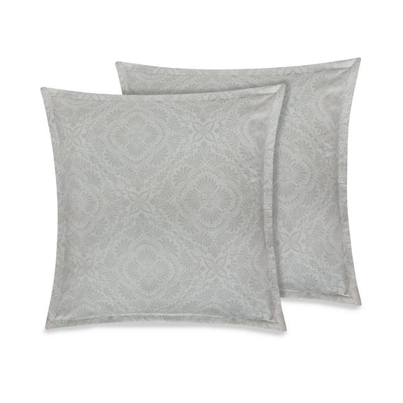 Delara GOTS Certified 100% Organic Cotton 2 Inch Flange Euro Sham Set of 2, 26"X26", Brown