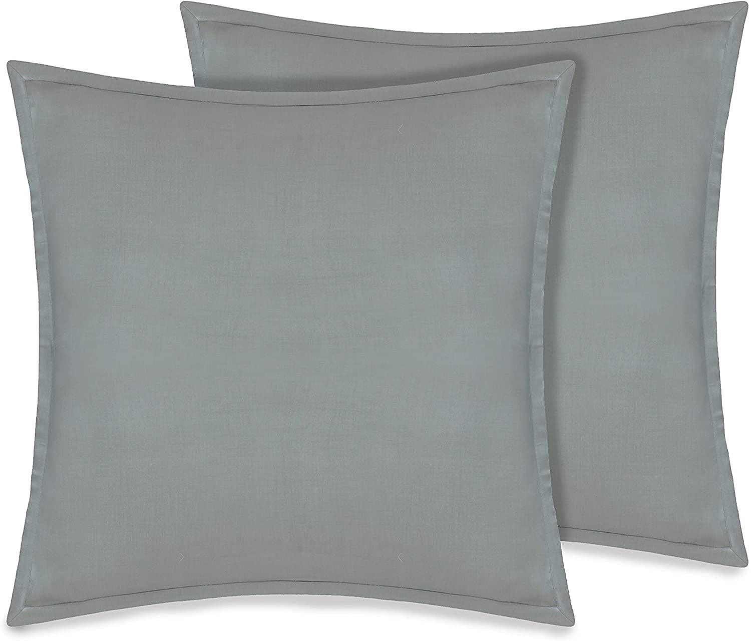 Delara GOTS Certified 100% Organic Cotton 2 Inch Flange Euro Sham Set of 2, 26"X26", Mitzi Grey