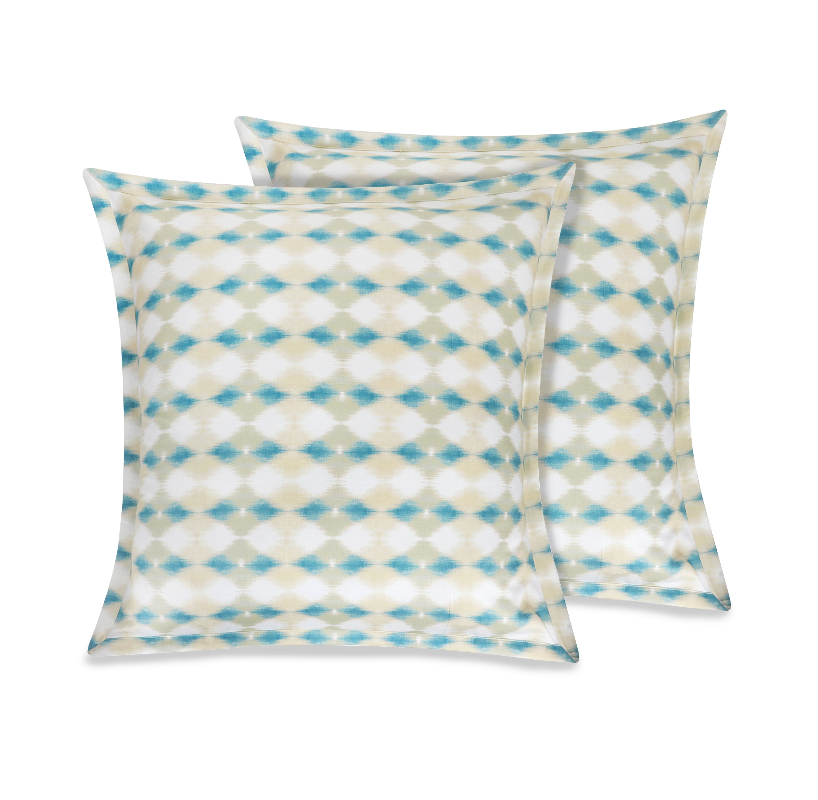 Delara GOTS Certified 100% Organic Cotton 2 Inch Flange Euro Sham Set of 2, 26"X26", Multi-Color
