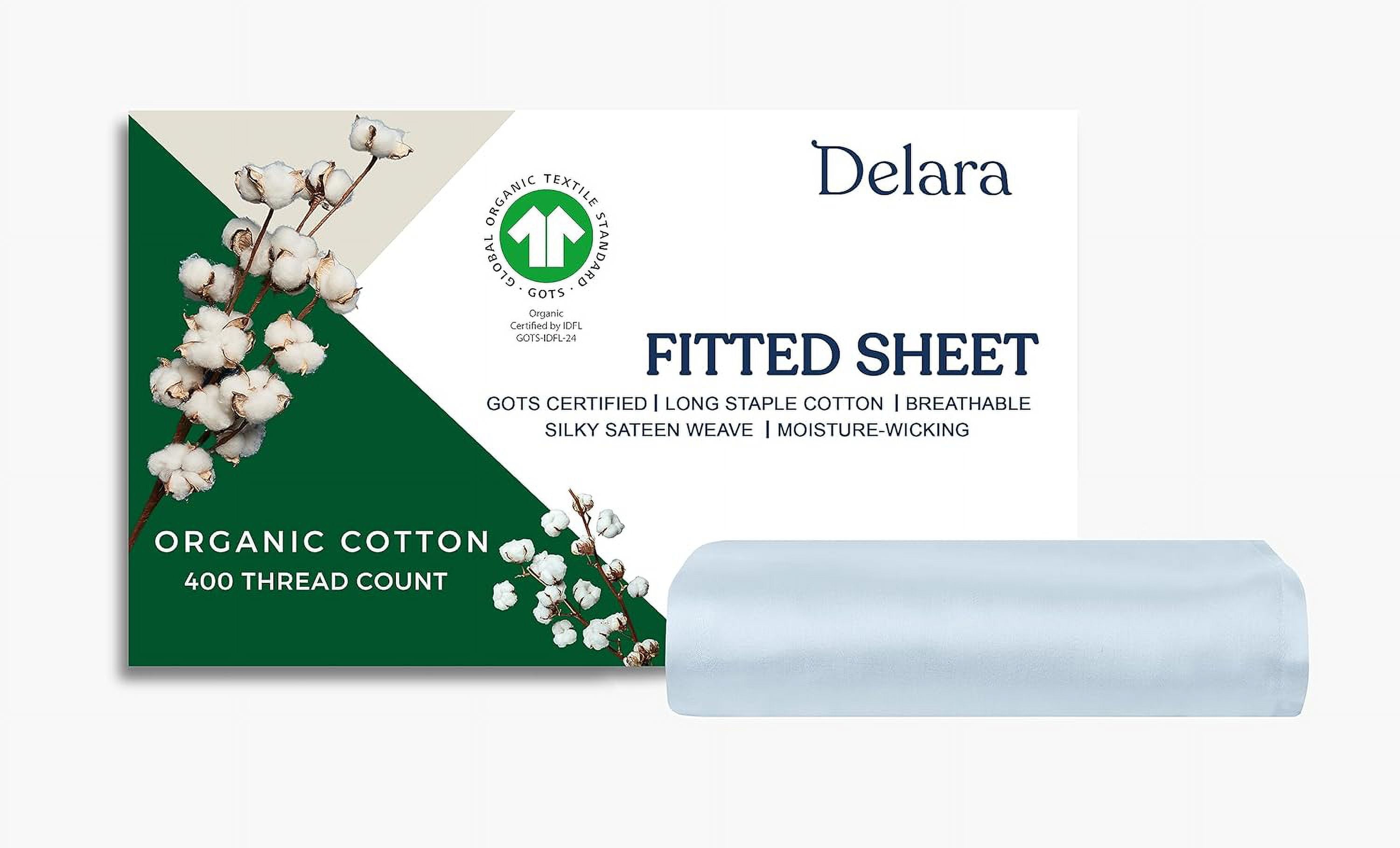 Light Blue Organic Cotton California King Fitted Sheet Set