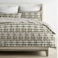 thumbnail image 1 of Delara GOTS Certified 100% Organic Cotton Shaded Check Reversible Print Duvet Cover and Sham Set of 2, Queen 88"X92", White/Brown, 1 of 6