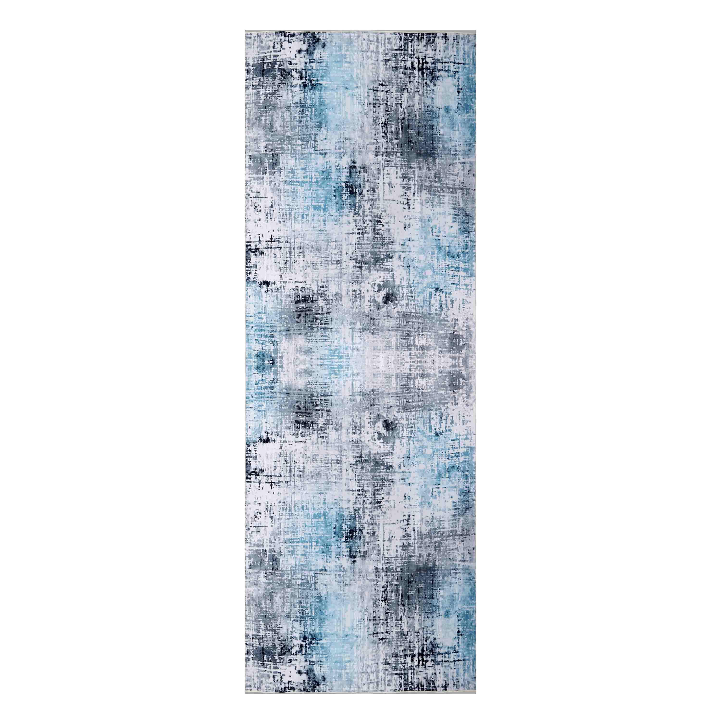 Delara 2.5'x10' Machine Washable Area Rug, Soft & Durable, Non-Slip, Stain Resistant, Frosted Azure, for Bedroom, Living & Dining Room