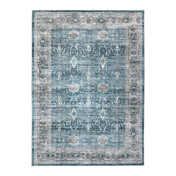 Delara 3'x5' Machine Washable Area Rug, Soft & Durable, Non-Slip, Stain Resistant, Azure Haven, for Bedroom, Living & Dining Room