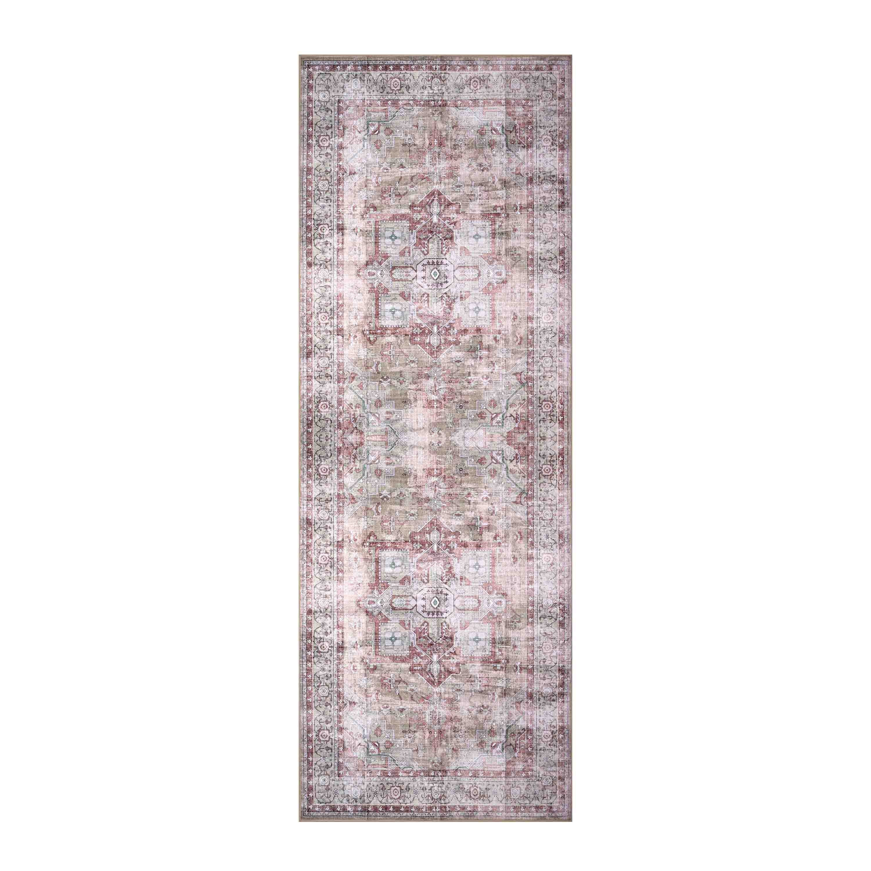 Delara 2.5'x10' Machine Washable Area Rug, Soft & Durable, Non-Slip, Stain Resistant, Desert Rose, for Bedroom, Living & Dining Room